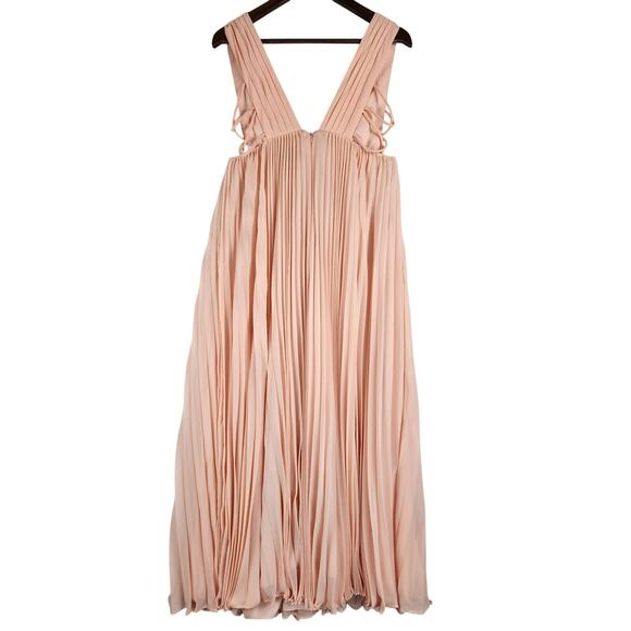 Free People x Fame & Partners Allegra Long Pleated Dress Pink Women’s SZ 8 - Picture 2 of 16